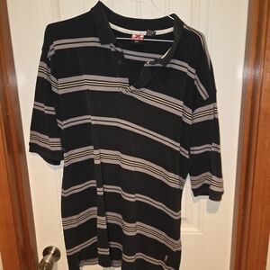 Deka Black & Gray 90s Y2K Cholo Striped Shirt.